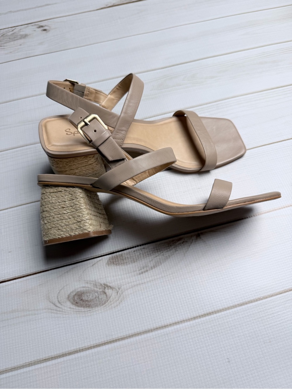Splendid Beige Strap Espadrille Block Heel Sandals